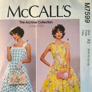 McCall’s M7599 archive Collection Pattern from 1953 Size A5